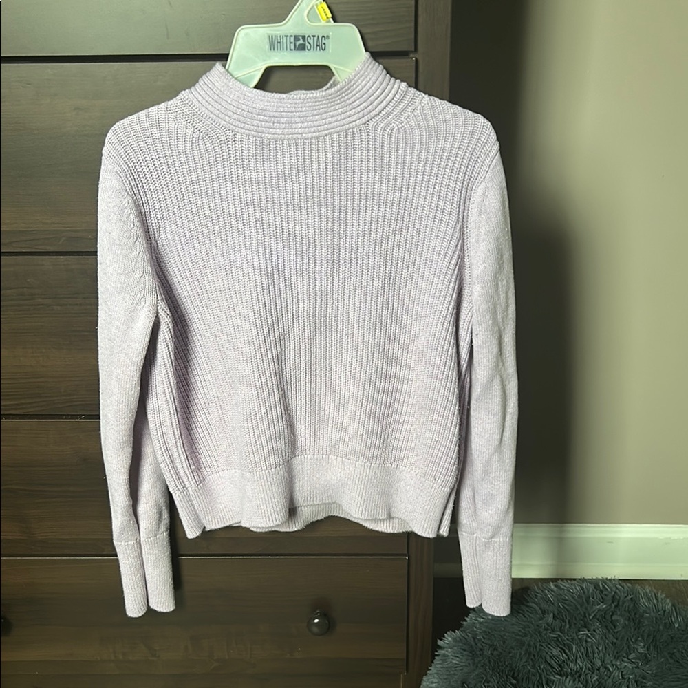Banana Republic Women's Lavender Crop Sweater, yellow spot in the back shoulder